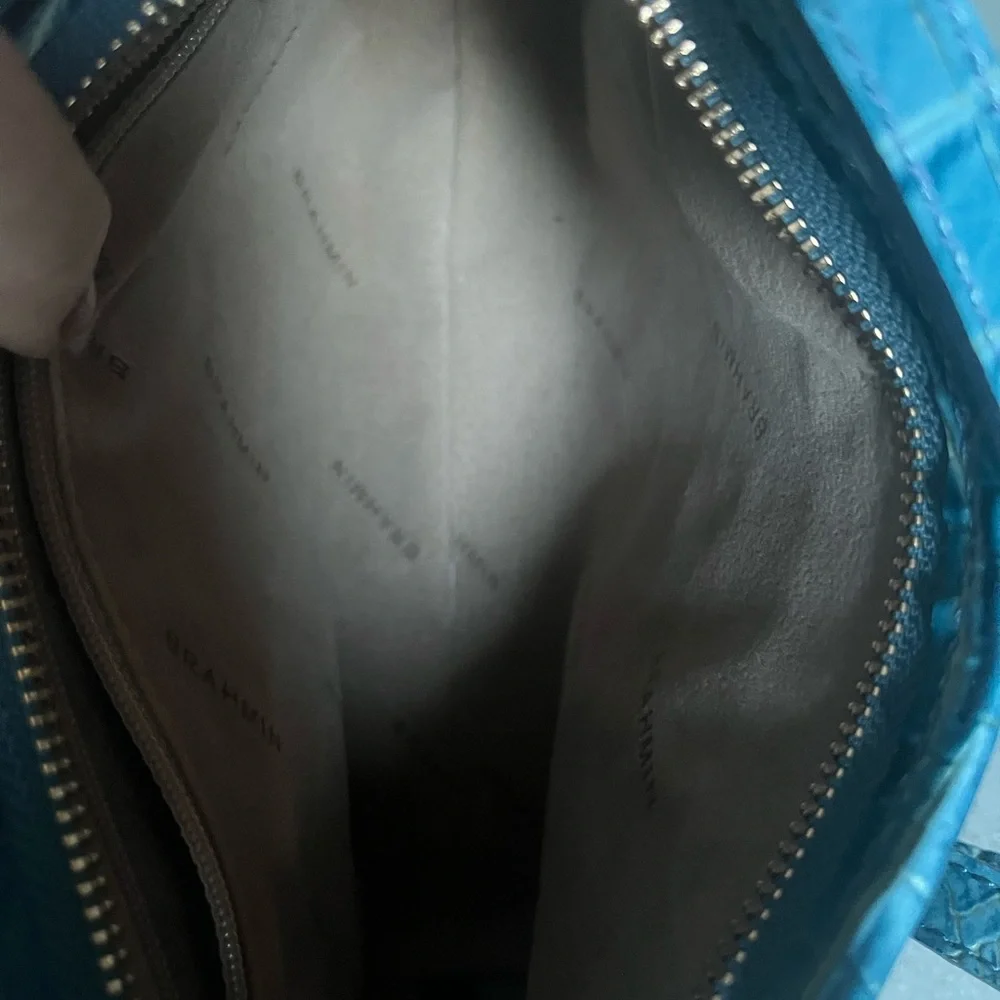 Brahmin Blue Croc-Embossed Leather Shoulder Bag beautiful Blue - Picture 11 of 11